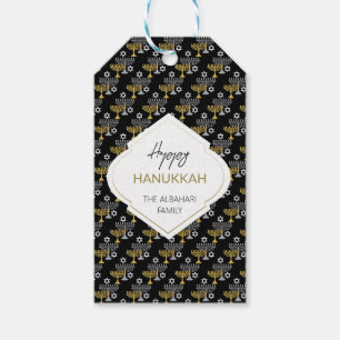 Étiquettes-cadeau Elégant Hanoukka Holiday Motif Gold