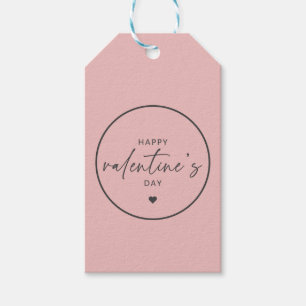 Étiquettes-cadeau Élégant Heureuse Sainte-Valentin rose pâle