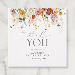 Étiquettes Cadeau Elégant Jardin Fleurs Fête des mariées aquarelle