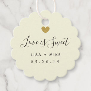 Étiquettes Cadeau Élégant Jaune Doux Amour est Sucré Mariage