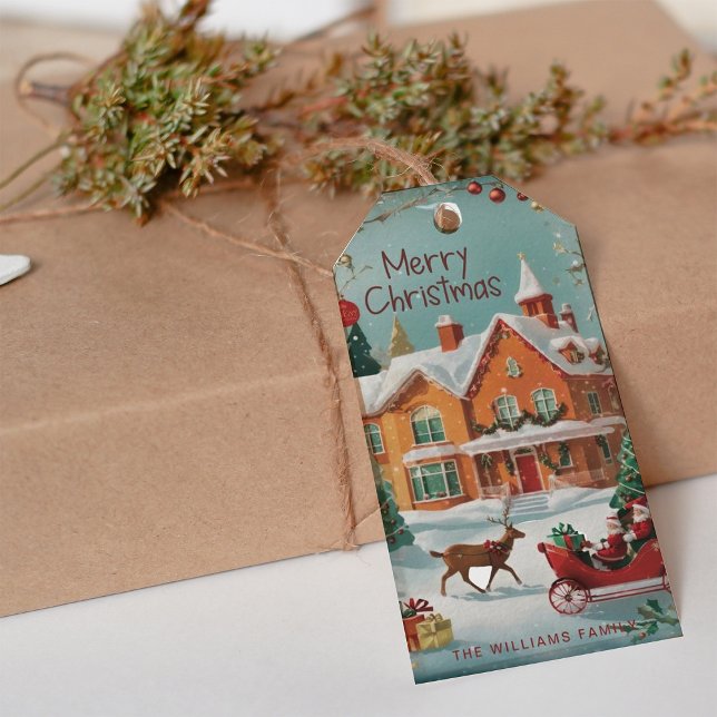 Étiquettes-cadeau Élégant Joyeux Noël Vintage (Créateur téléchargé)