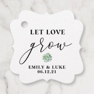 Étiquettes Cadeau Élégant Laisser l'amour grandir Mariage Succulent 