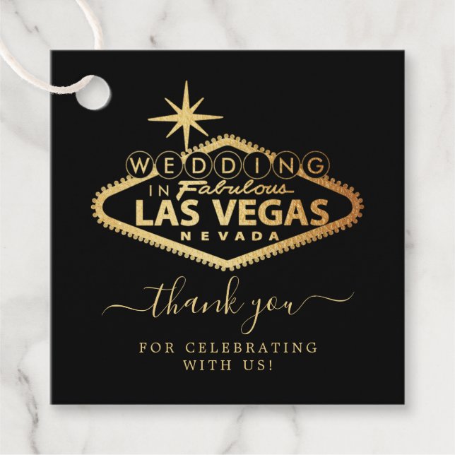 Étiquettes Cadeau Elégant Las Vegas Destination Mariage (Devant)