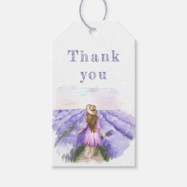 Étiquettes-cadeau Élégant Lavande Rustique Provence Fleurs Lilas  (Devant)