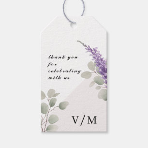 Étiquettes-cadeau Élégant Lavender Eucalyptus Feuille Mariage