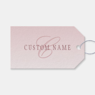 Étiquettes-cadeau Élégant lettrage et monogramme Rose Ombre