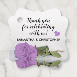 Étiquettes Cadeau Élégant Lilac Purple Rose Merci Mariage