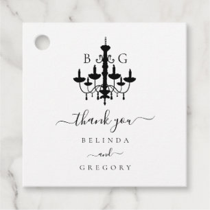 Étiquettes Cadeau Élégant lustre noir blanc Mariage