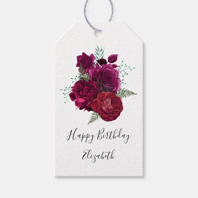 Étiquettes-cadeau Elegant Magenta Rose Floral Bouquet (Devant)