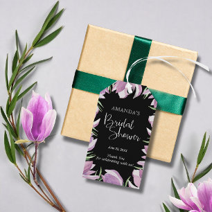 Étiquettes-cadeau Élégant Magnolias violet Fête des mariées Merci