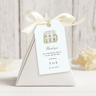 Étiquettes-cadeau Élégant manoir aquarelle mariage rococo