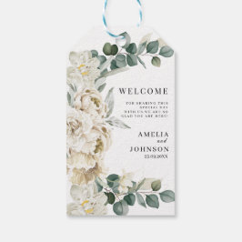Étiquettes-cadeau Elégant mariage blanc floral bienvenue