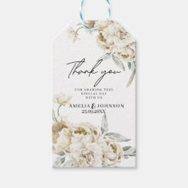 Étiquettes-cadeau Elégant mariage blanc floral merci pour