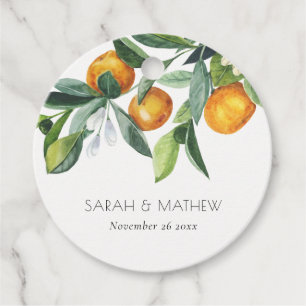 Étiquettes Cadeau Élégant Mariage Botanique Orange Citrus