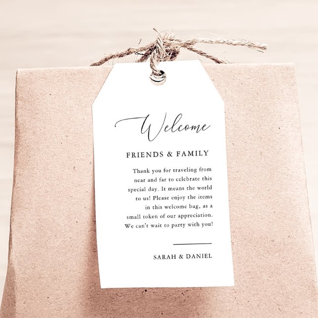 Étiquettes-cadeau Élégant Mariage de calligraphie Bienvenue Baguette (Créateur téléchargé)