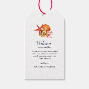 Étiquettes-cadeau Elégant Mariage de coquillages d'aquarelle
