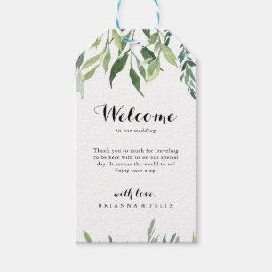 Étiquettes-cadeau Élégant Mariage de feuillage vert tropical Bienven