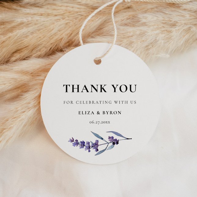 Étiquettes Cadeau Élégant Mariage de lavande florale (Créateur téléchargé)