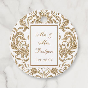Étiquettes Cadeau Élégant Mariage de Parties scintillant White and G