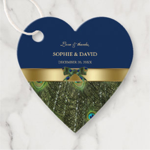 Étiquettes Cadeau Elégant Mariage de Peacock Bleu Marine Gold