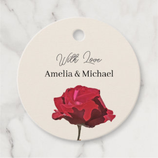 Étiquettes Cadeau Élégant Mariage de Rose rouge