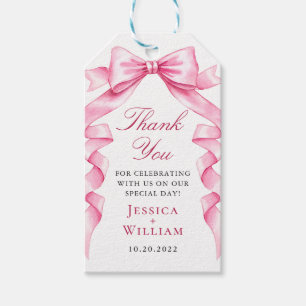 Étiquettes-cadeau Élégant Mariage de ruban à mâchoires douces rose
