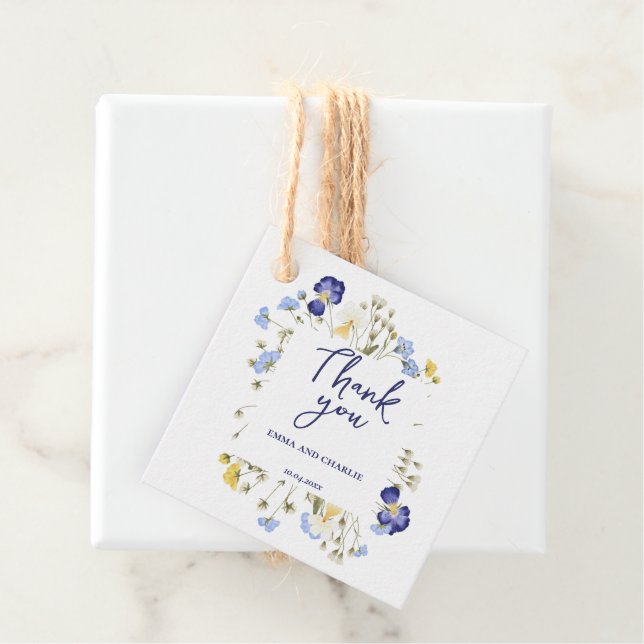 Étiquettes Cadeau Élégant Mariage de script bohème aquarelle (En situation)