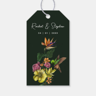 Étiquettes-cadeau Élégant Mariage d'été tropical de colibri