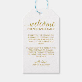 Étiquettes-cadeau Élégant Mariage d'or Faux Welcome Panier cadeau
