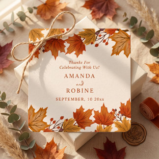 Étiquettes Cadeau Élégant Mariage Feuilles d'Érable Automne
