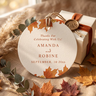 Étiquettes Cadeau Élégant Mariage Feuilles d'Érable d'Automne