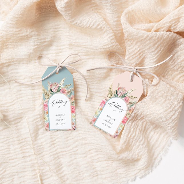 Étiquettes-cadeau Élégant Mariage floral bohème (Créateur téléchargé)