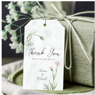 Étiquettes-cadeau Élégant Mariage floral de pavot rose rustique