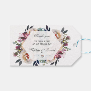 Étiquettes-cadeau Élégant Mariage géométrique bleu rose rose pâle
