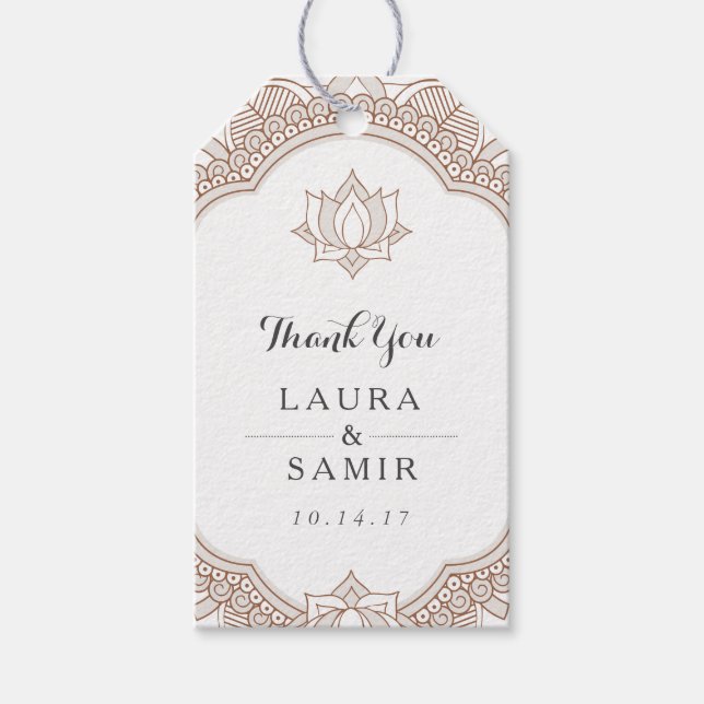 Étiquettes-cadeau Élégant Mariage Mehndi (Devant)