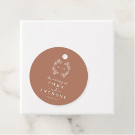 Étiquettes Cadeau Élégant Mariage Monogram Terracota