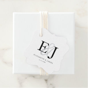 Étiquettes Cadeau Élégant Mariage Monogramme Classique Ampersand