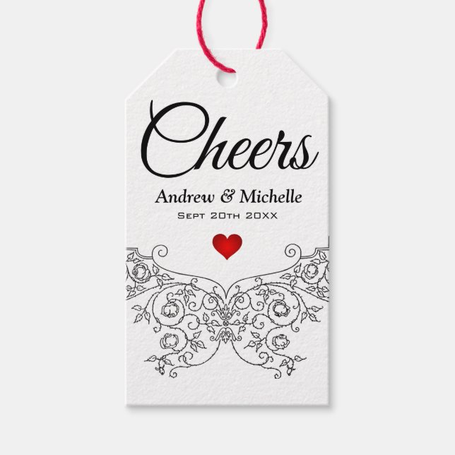 Étiquettes-cadeau Elégant Mariage Ornate M. et Mme Personnalisé (Devant)