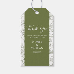 Étiquettes-cadeau Élégant Mariage végétal floral Sage vert