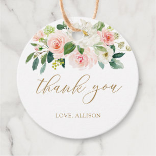 Étiquettes Cadeau Elégant Merci d'aquarelle de couleur blanche Favor