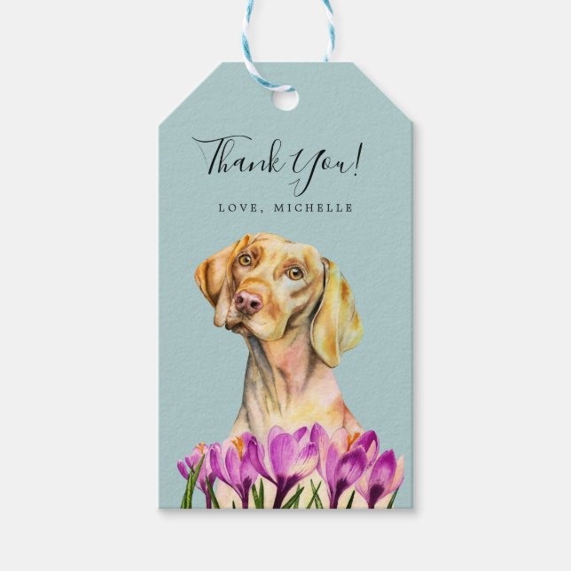 Étiquettes-cadeau Elégant Merci d'aquarelle Vizsla Chien (Devant)