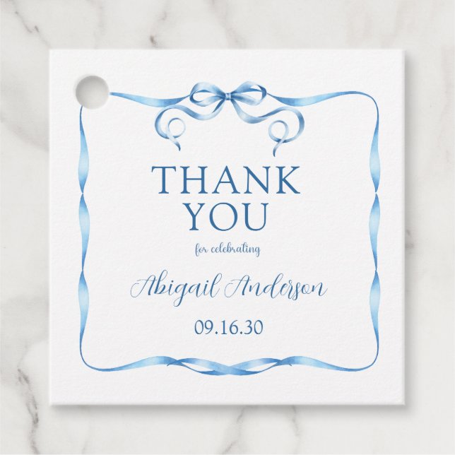 Étiquettes Cadeau Élégant Merci de Baby shower de  Bleu (Devant)