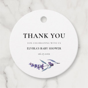 Étiquettes Cadeau Élégant Merci de Baby shower de lavande