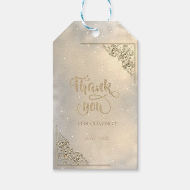 Étiquettes-cadeau Élégant Merci de cadre Or Chic (Devant)
