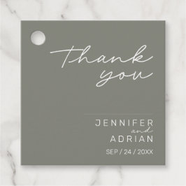 Étiquettes Cadeau Élégant Merci de combat gris minimal Mariage