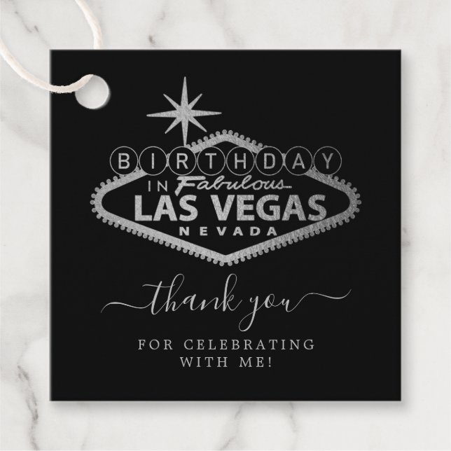Étiquettes Cadeau Elégant Merci de fête d'anniversaire de Las Vegas (Devant)