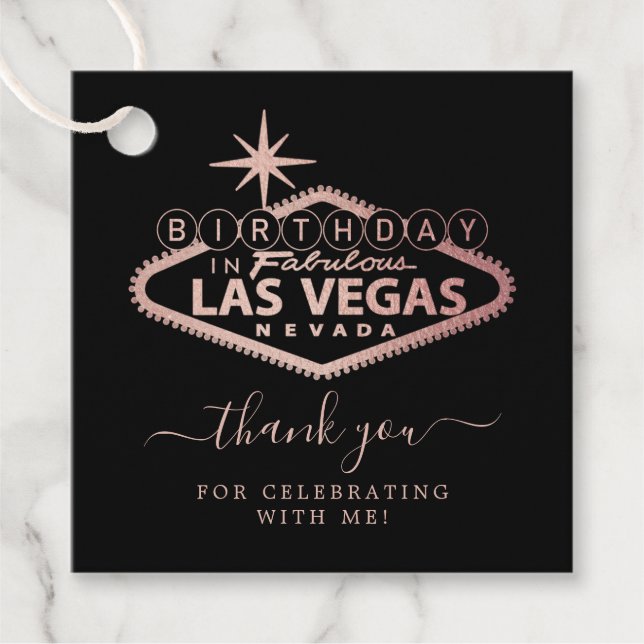 Étiquettes Cadeau Elégant Merci de fête d'anniversaire de Las Vegas (Devant)