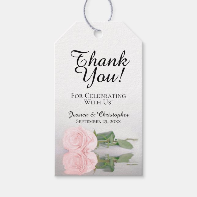 Étiquettes-cadeau Élégant Merci de Mariage rose rose pâle (Devant)