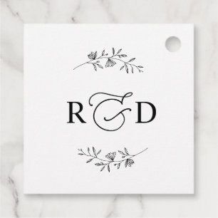 Étiquettes Cadeau Élégant Merci de Monogramme noir et blanc