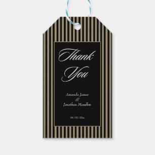 Étiquettes-cadeau Élégant Merci de rayures noir et vert
